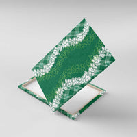 Hawaii Aloha Plumeria Lei Green Palaka Canvas Wall Art - Polynesian Pride