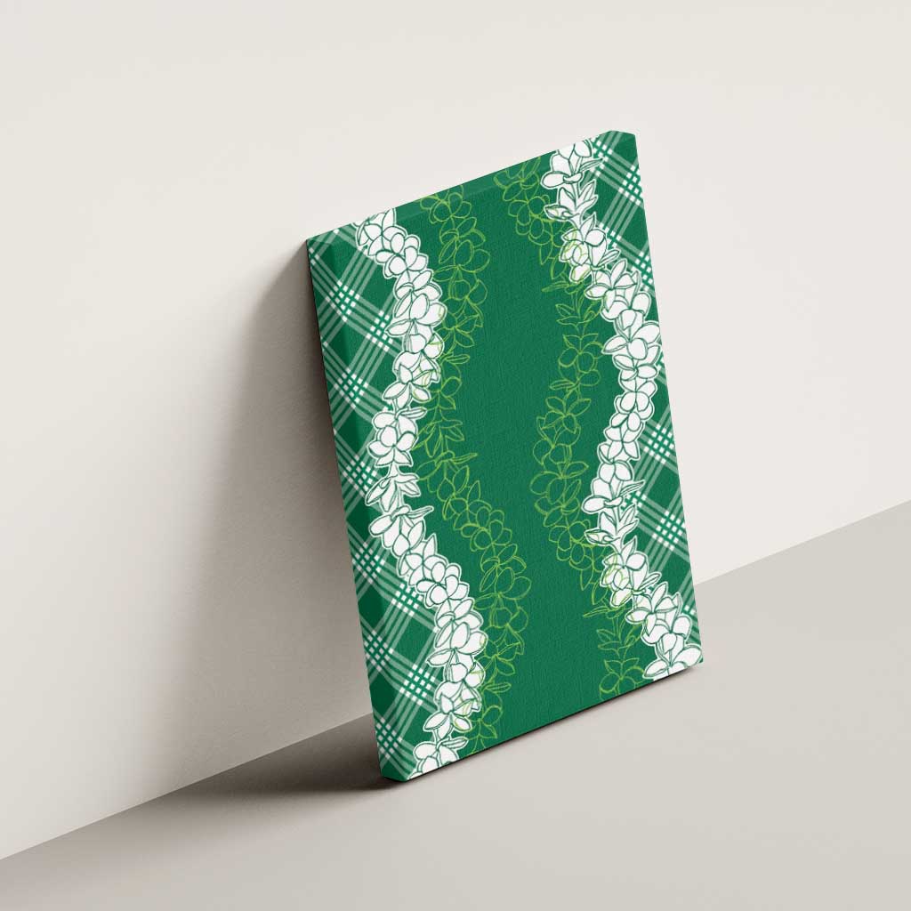 Hawaii Aloha Plumeria Lei Green Palaka Canvas Wall Art - Polynesian Pride
