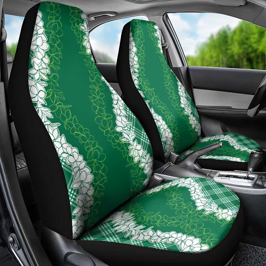 Hawaii Aloha Plumeria Lei Green Palaka Car Seat Cover - Polynesian Pride