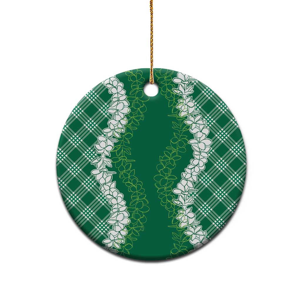 Hawaii Aloha Plumeria Lei Green Palaka Ceramic Ornament - Polynesian Pride