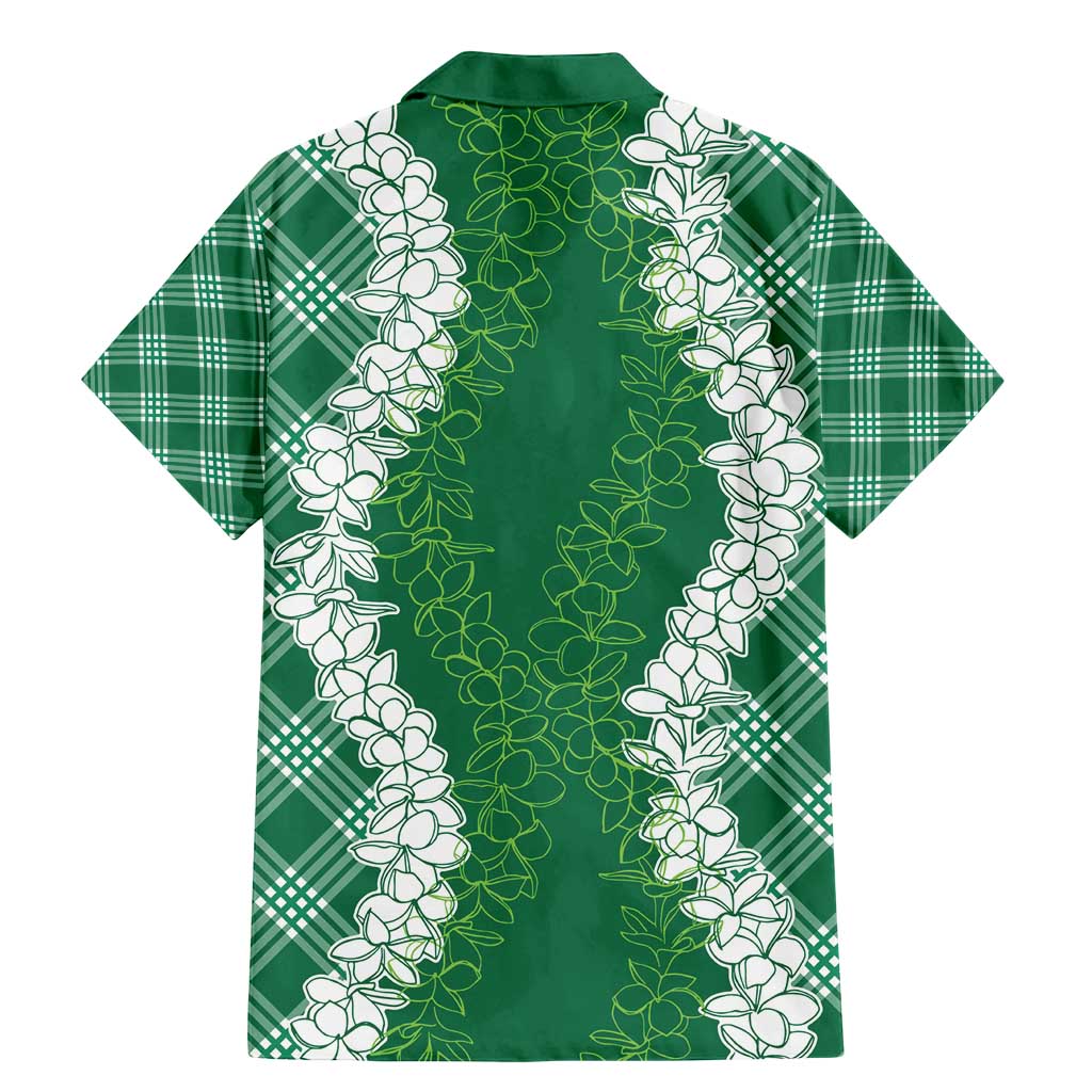 Hawaii Aloha Plumeria Lei Green Palaka Family Matching Mermaid Dress and Hawaiian Shirt - Polynesian Pride
