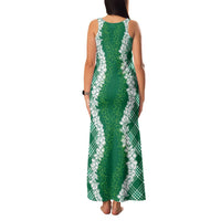 Hawaii Aloha Plumeria Lei Green Palaka Family Matching Tank Maxi Dress and Hawaiian Shirt - Polynesian Pride