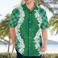 Hawaii Aloha Plumeria Lei Green Palaka Hawaiian Shirt - Polynesian Pride
