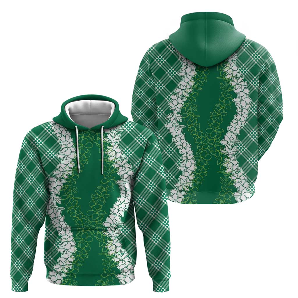 Hawaii Aloha Plumeria Lei Green Palaka Hoodie - Polynesian Pride