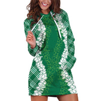 Hawaii Aloha Plumeria Lei Green Palaka Hoodie Dress - Polynesian Pride