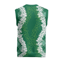 Hawaii Aloha Plumeria Lei Green Palaka Christmas Knitted V-Neck Vest - Polynesian Pride