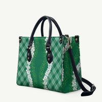 Hawaii Aloha Plumeria Lei Green Palaka Leather Bag - Polynesian Pride