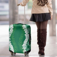 Hawaii Aloha Plumeria Lei Green Palaka Luggage Cover - Polynesian Pride