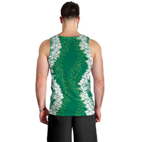 Hawaii Aloha Plumeria Lei Green Palaka Men Tank Top - Polynesian Pride