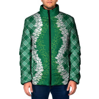 Hawaii Aloha Plumeria Lei Green Palaka Padded Jacket - Polynesian Pride