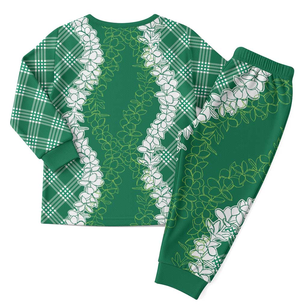 Hawaii Aloha Plumeria Lei Green Palaka Christmas Pajama Set - Polynesian Pride