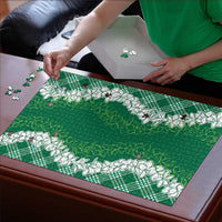 Hawaii Aloha Plumeria Lei Green Palaka Puzzle - Polynesian Pride