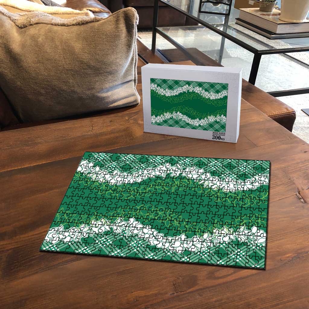 Hawaii Aloha Plumeria Lei Green Palaka Puzzle - Polynesian Pride