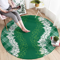 Hawaii Aloha Plumeria Lei Green Palaka Round Carpet - Polynesian Pride
