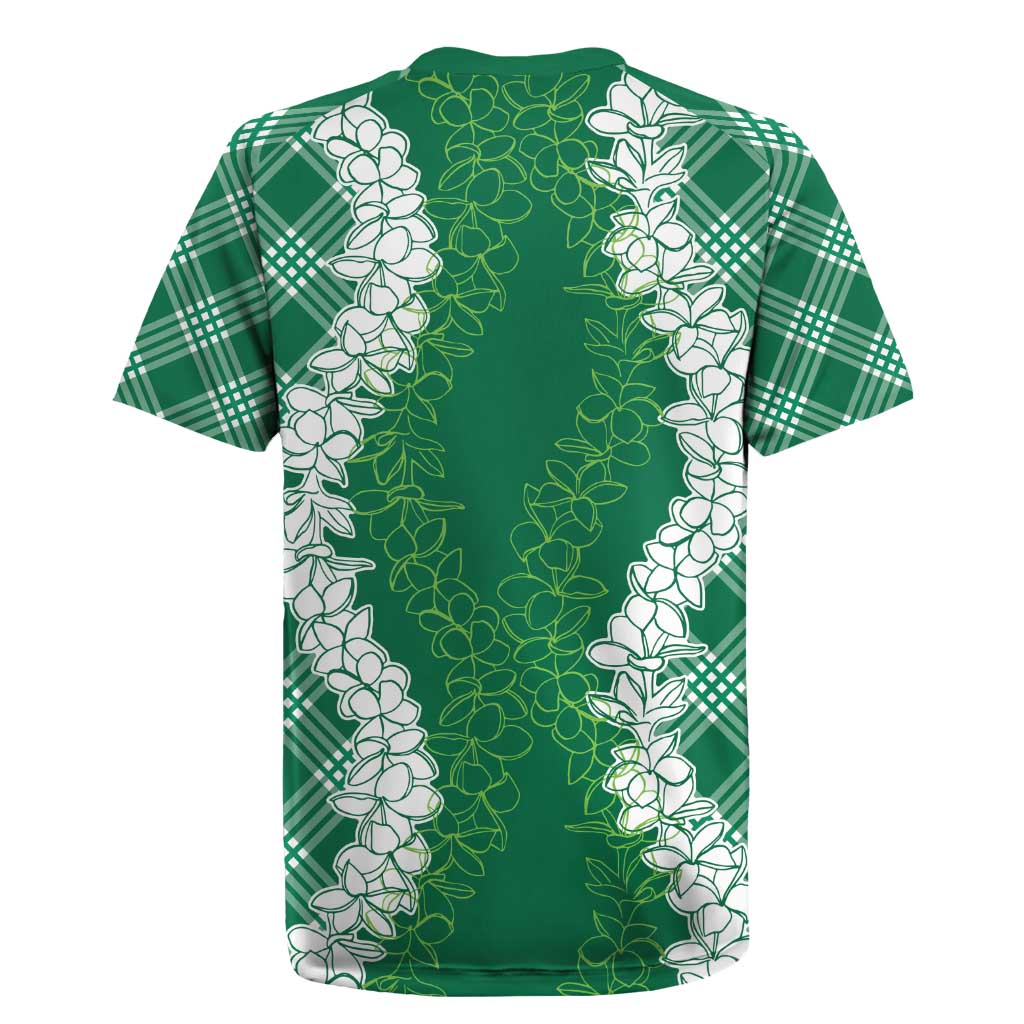 Hawaii Aloha Plumeria Lei Green Palaka Rugby Jersey - Polynesian Pride