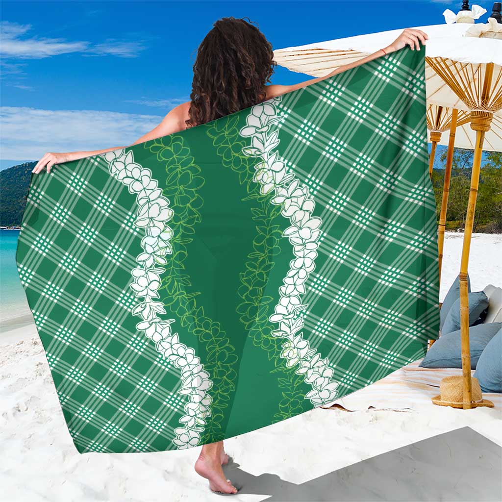 Hawaii Aloha Plumeria Lei Green Palaka Sarong - Polynesian Pride