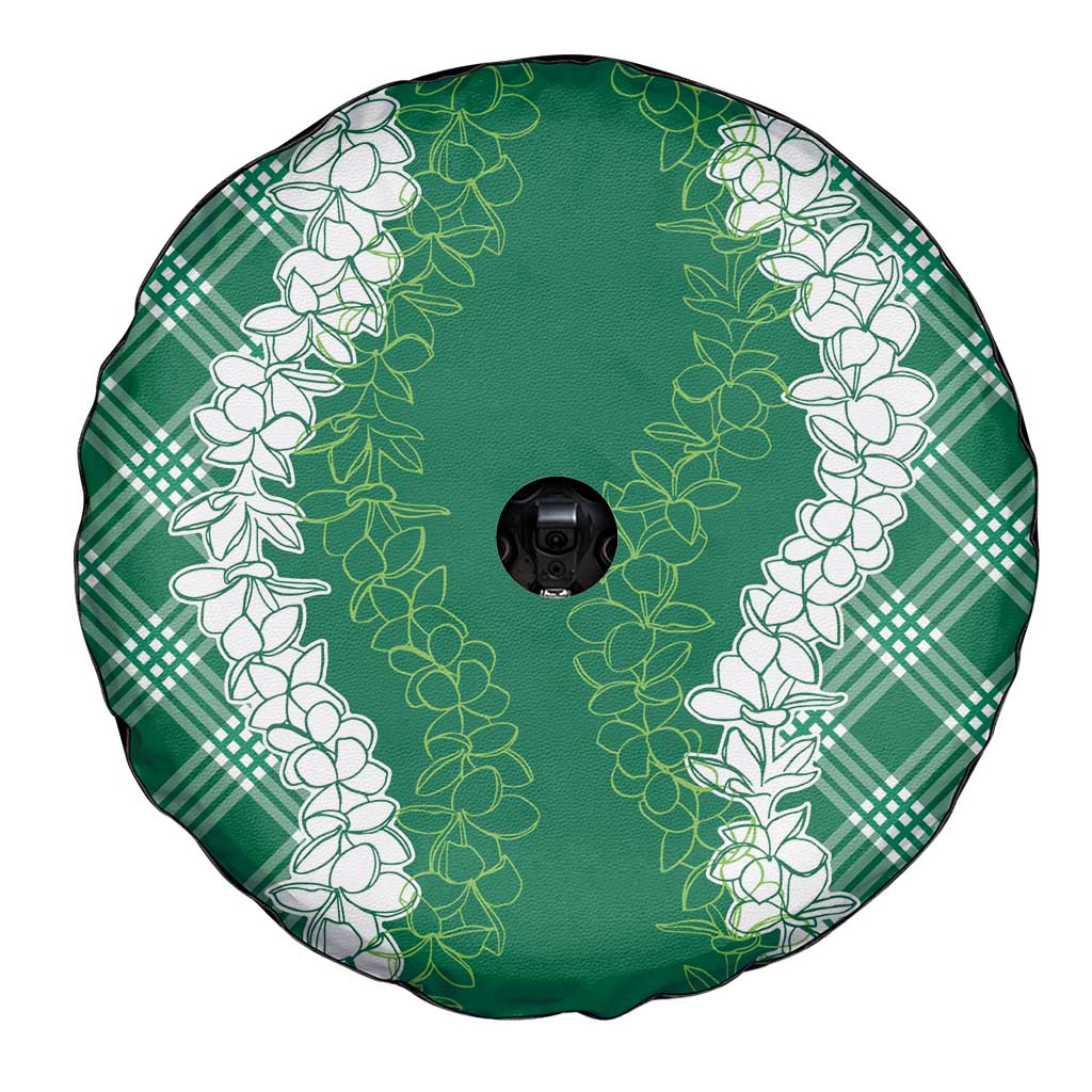 Hawaii Aloha Plumeria Lei Green Palaka Spare Tire Cover - Polynesian Pride
