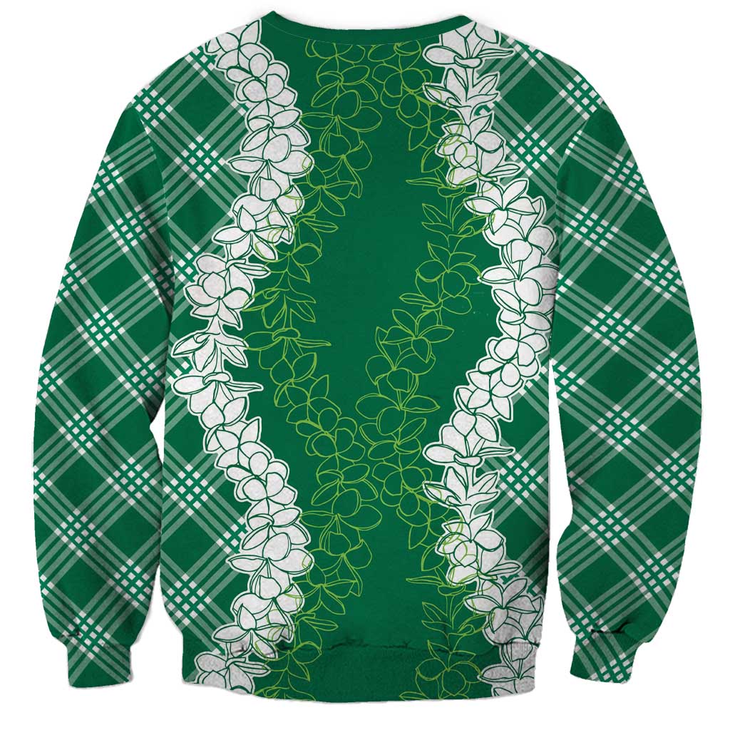 Hawaii Aloha Plumeria Lei Green Palaka Sweatshirt - Polynesian Pride