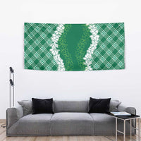 Hawaii Aloha Plumeria Lei Green Palaka Tapestry - Polynesian Pride