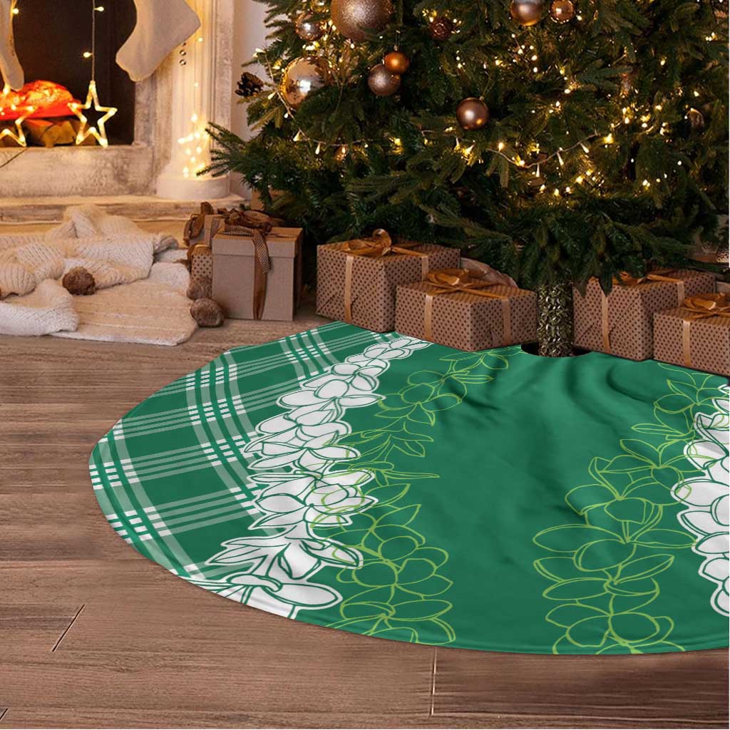 Hawaii Aloha Plumeria Lei Green Palaka Tree Skirt - Polynesian Pride