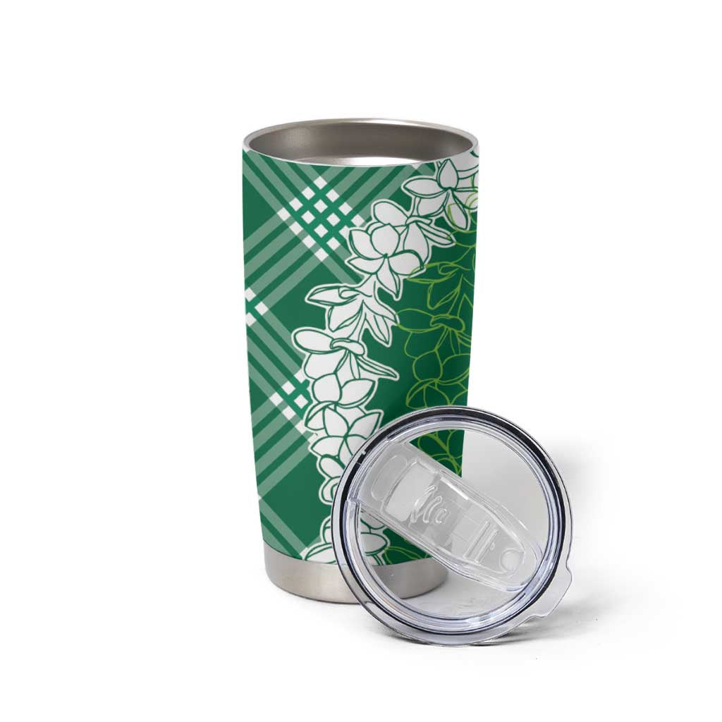 Hawaii Aloha Plumeria Lei Green Palaka Tumbler Cup - Polynesian Pride
