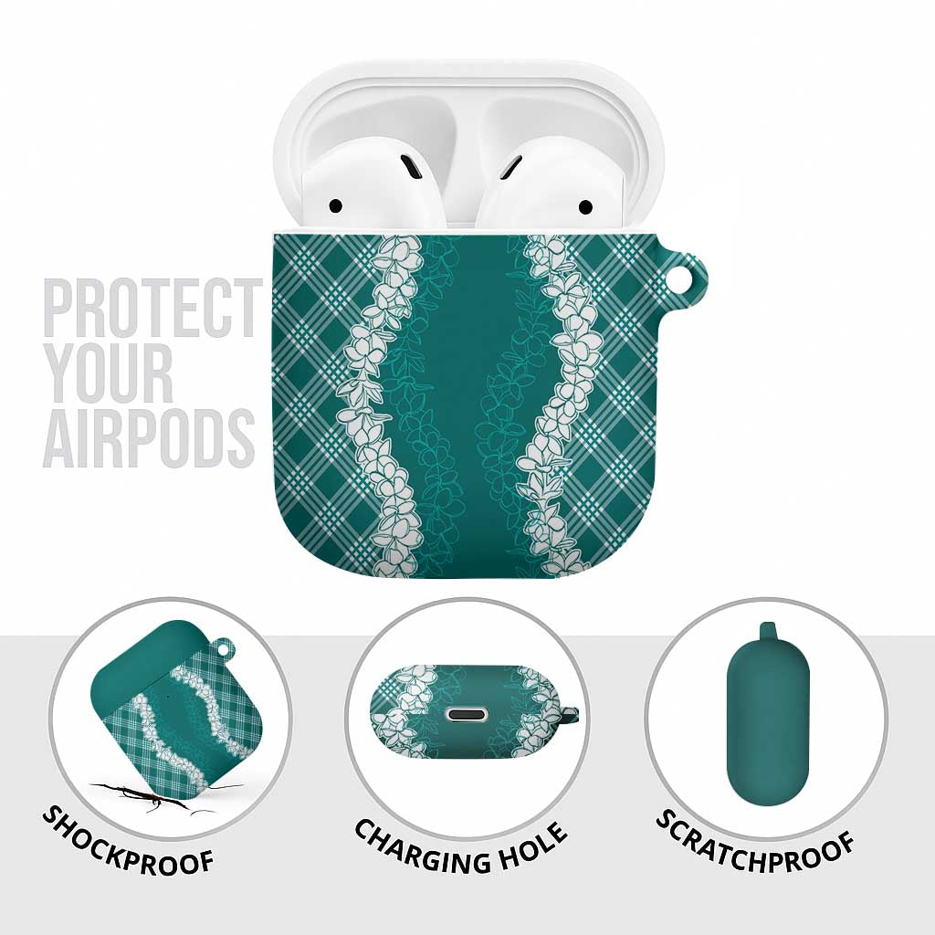 Hawaii Aloha Plumeria Lei Teal Palaka AirPods Case - Polynesian Pride