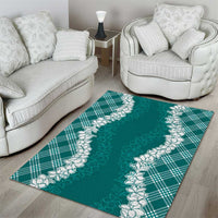 Hawaii Aloha Plumeria Lei Teal Palaka Area Rug - Polynesian Pride