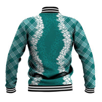 Hawaii Aloha Plumeria Lei Teal Palaka Baseball Jacket - Polynesian Pride