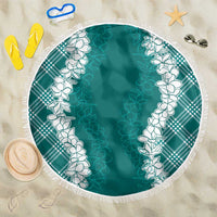 Hawaii Aloha Plumeria Lei Teal Palaka Beach Blanket - Polynesian Pride
