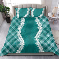 Hawaii Aloha Plumeria Lei Teal Palaka Bedding Set - Polynesian Pride