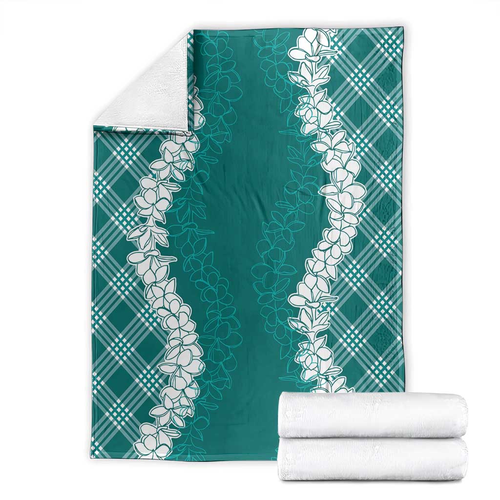 Hawaii Aloha Plumeria Lei Teal Palaka Blanket - Polynesian Pride