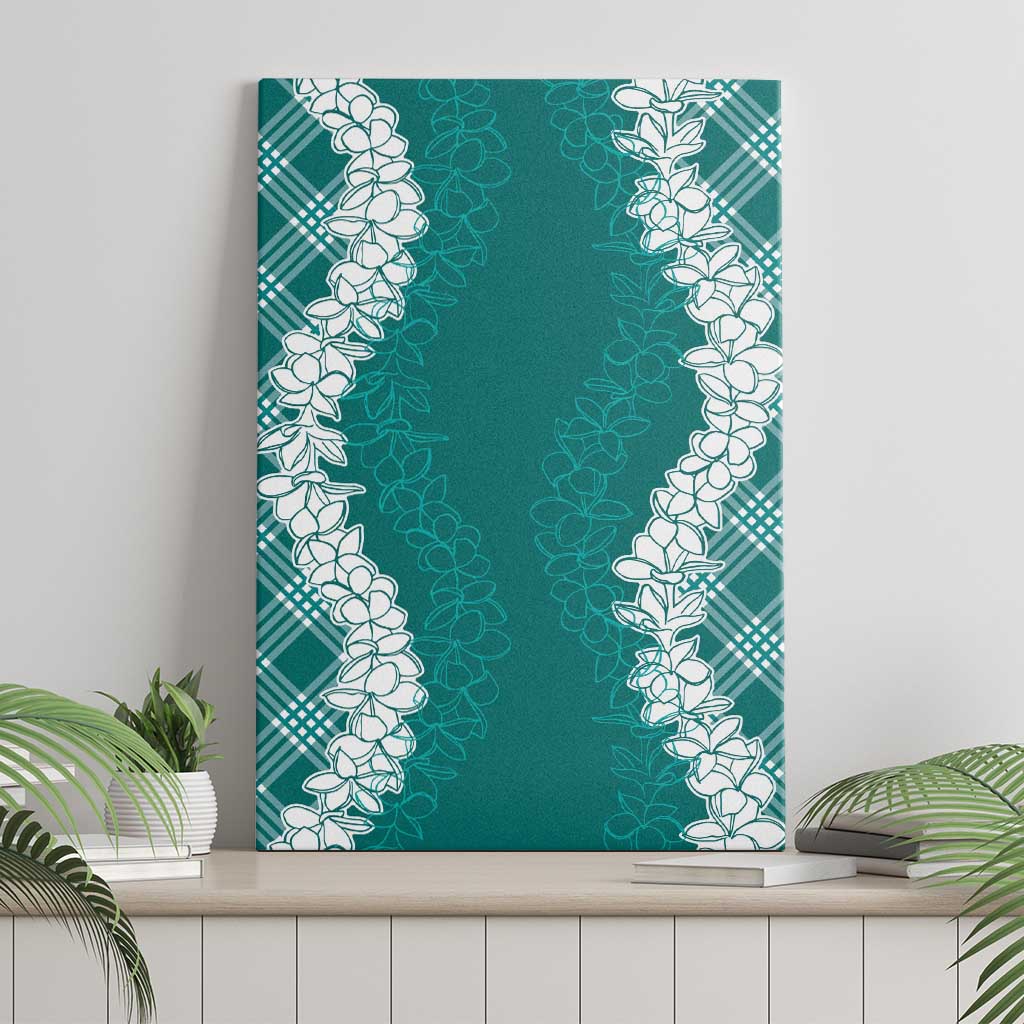 Hawaii Aloha Plumeria Lei Teal Palaka Canvas Wall Art - Polynesian Pride
