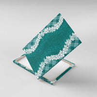 Hawaii Aloha Plumeria Lei Teal Palaka Canvas Wall Art - Polynesian Pride