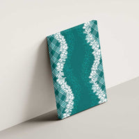 Hawaii Aloha Plumeria Lei Teal Palaka Canvas Wall Art - Polynesian Pride