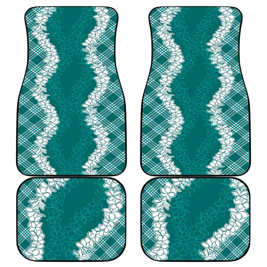 Hawaii Aloha Plumeria Lei Teal Palaka Car Mats - Polynesian Pride