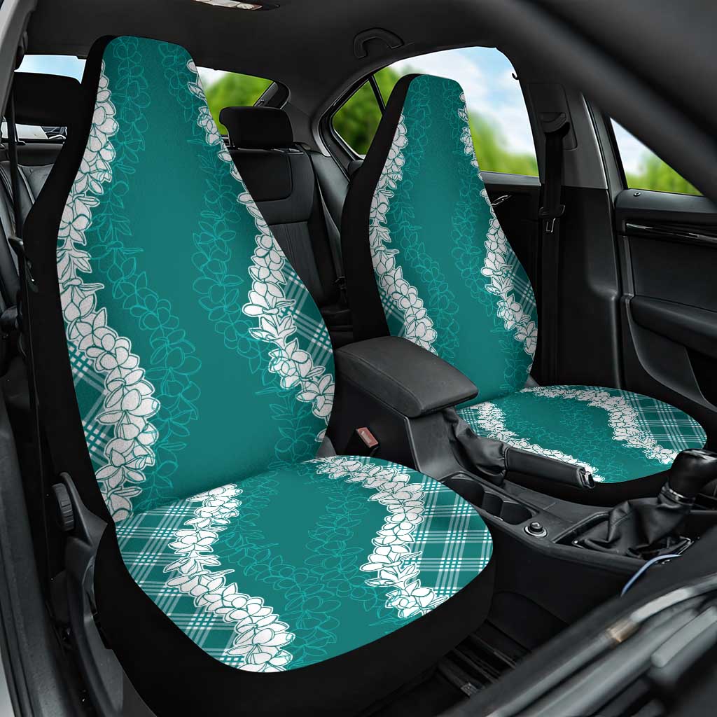 Hawaii Aloha Plumeria Lei Teal Palaka Car Seat Cover - Polynesian Pride