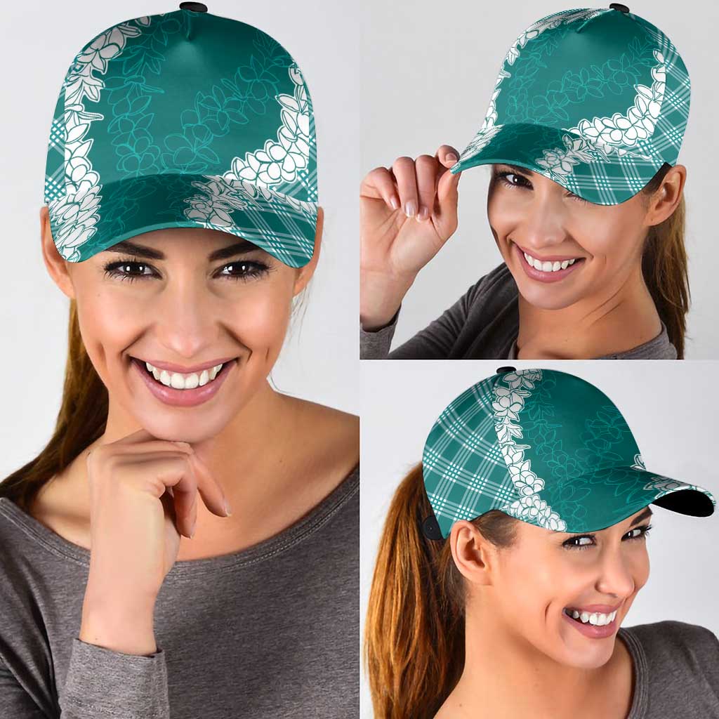 Hawaii Aloha Plumeria Lei Teal Palaka Classic Cap - Polynesian Pride