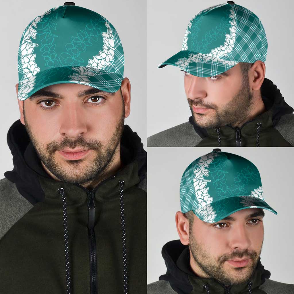 Hawaii Aloha Plumeria Lei Teal Palaka Classic Cap - Polynesian Pride