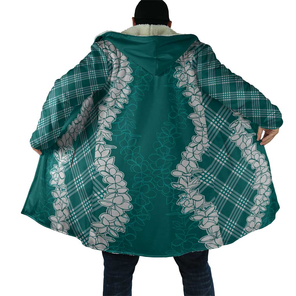 Hawaii Aloha Plumeria Lei Teal Palaka Cloak - Polynesian Pride