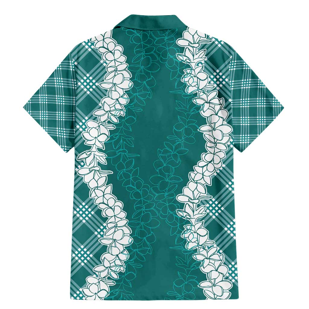 Hawaii Aloha Plumeria Lei Teal Palaka Family Matching Mermaid Dress and Hawaiian Shirt - Polynesian Pride