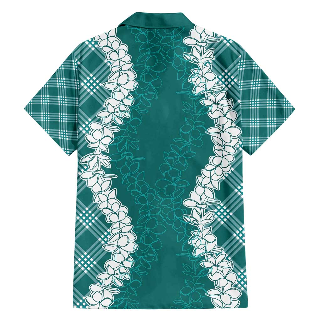 Hawaii Aloha Plumeria Lei Teal Palaka Family Matching Tank Maxi Dress and Hawaiian Shirt - Polynesian Pride