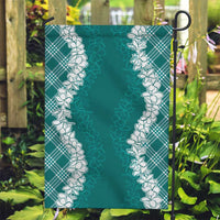 Hawaii Aloha Plumeria Lei Teal Palaka Garden Flag - Polynesian Pride
