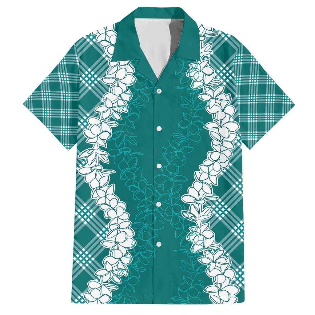 Hawaii Aloha Plumeria Lei Teal Palaka Hawaiian Shirt - Polynesian Pride