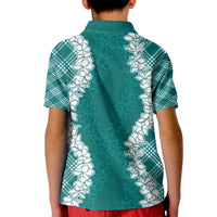 Hawaii Aloha Plumeria Lei Teal Palaka Kid Polo Shirt - Polynesian Pride