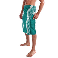 Hawaii Aloha Plumeria Lei Teal Palaka Lavalava - Polynesian Pride