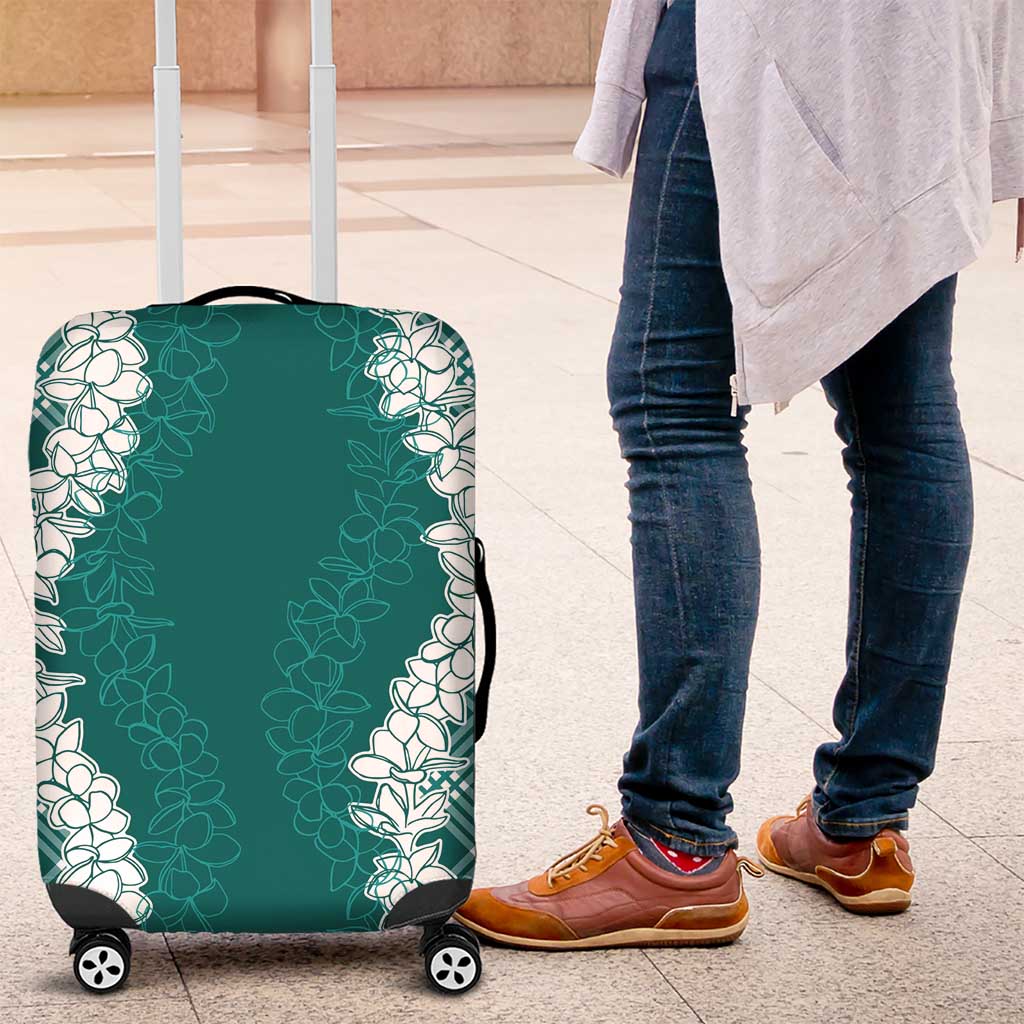 Hawaii Aloha Plumeria Lei Teal Palaka Luggage Cover - Polynesian Pride