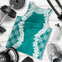 Hawaii Aloha Plumeria Lei Teal Palaka Men Tank Top - Polynesian Pride