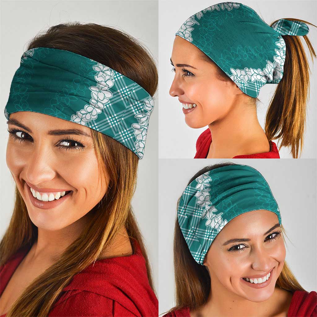 Hawaii Aloha Plumeria Lei Teal Palaka Neck Gaiter - Polynesian Pride