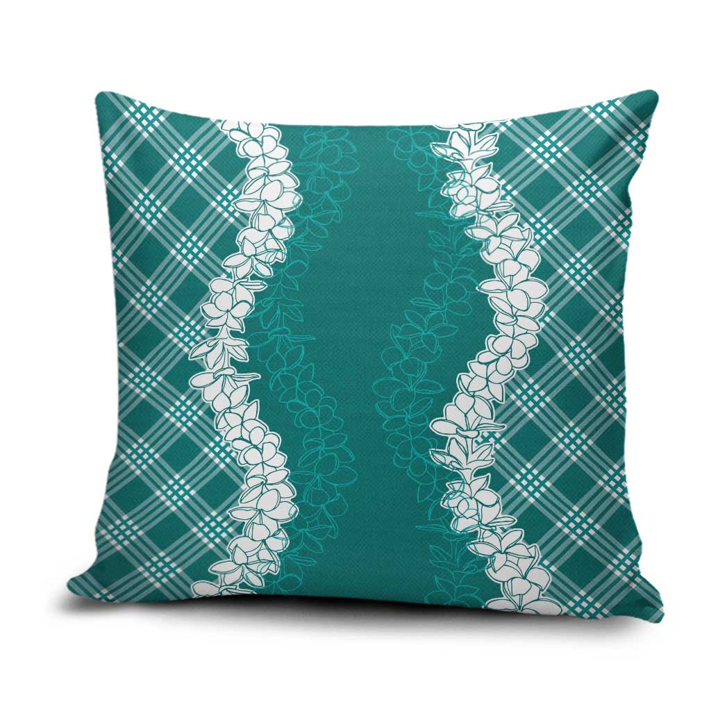 Hawaii Aloha Plumeria Lei Teal Palaka Pillow Cover - Polynesian Pride