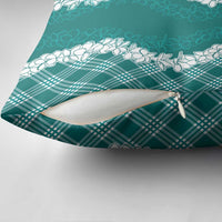Hawaii Aloha Plumeria Lei Teal Palaka Pillow Cover - Polynesian Pride